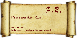 Prazsenka Ria névjegykártya